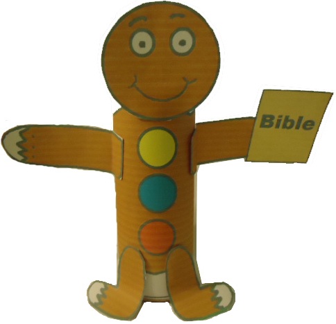 Free Gingerbread Holding A Bible Toilet Paper Roll Craft For Sunday School or Children's Church for Christmas by Church House Collection